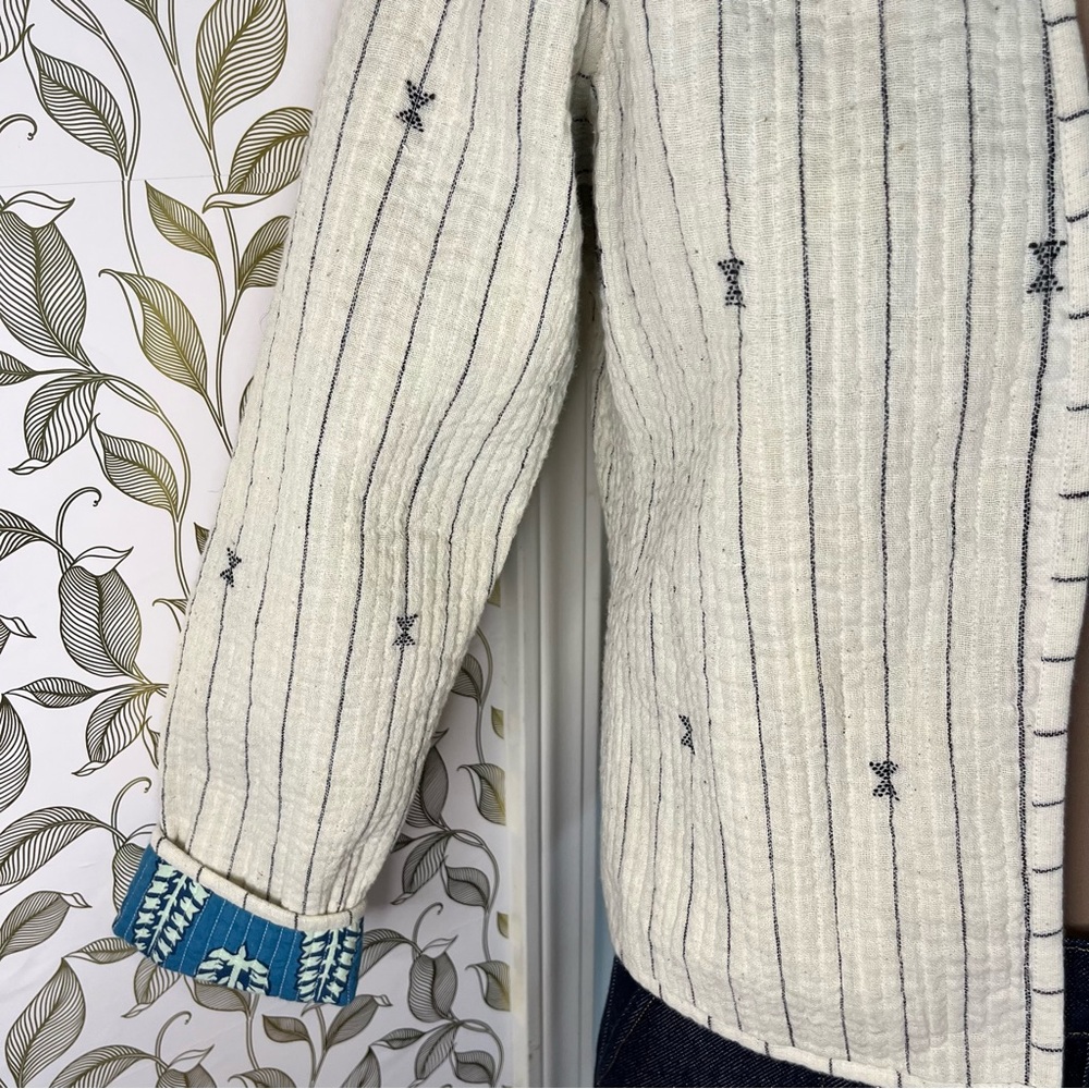 Quilted Cotton Reversible Leaf Pattern Women's Ja… - image 5